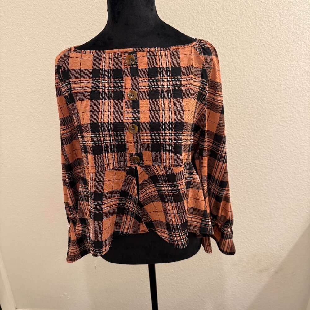 Full Circle Trends Plaid off Shoulder